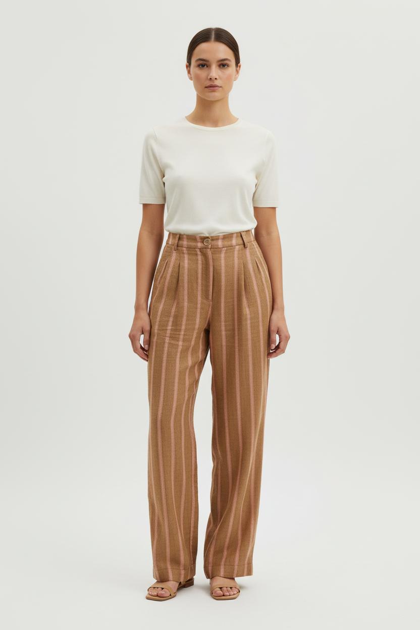 Pantalon Large Beige et Rose - Taille M/38 de la marque La Fée Maraboutée | PARAD75775 - Vendu par Paradigme - Image 1