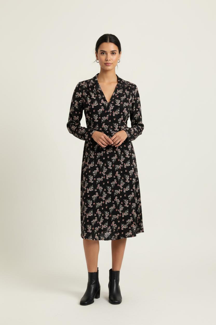 Robe Fleurie Noire - Taille L/40 de la marque Pablo | PARAD75824 - Vendu par Paradigme - Image 1