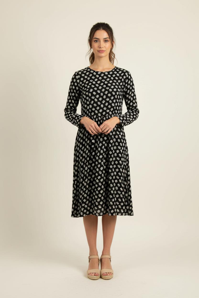 Robe Midi Noire et Blanche - Taille L/40 de la marque American Vintage | PARAD75830 - Vendu par Paradigme - Image 1
