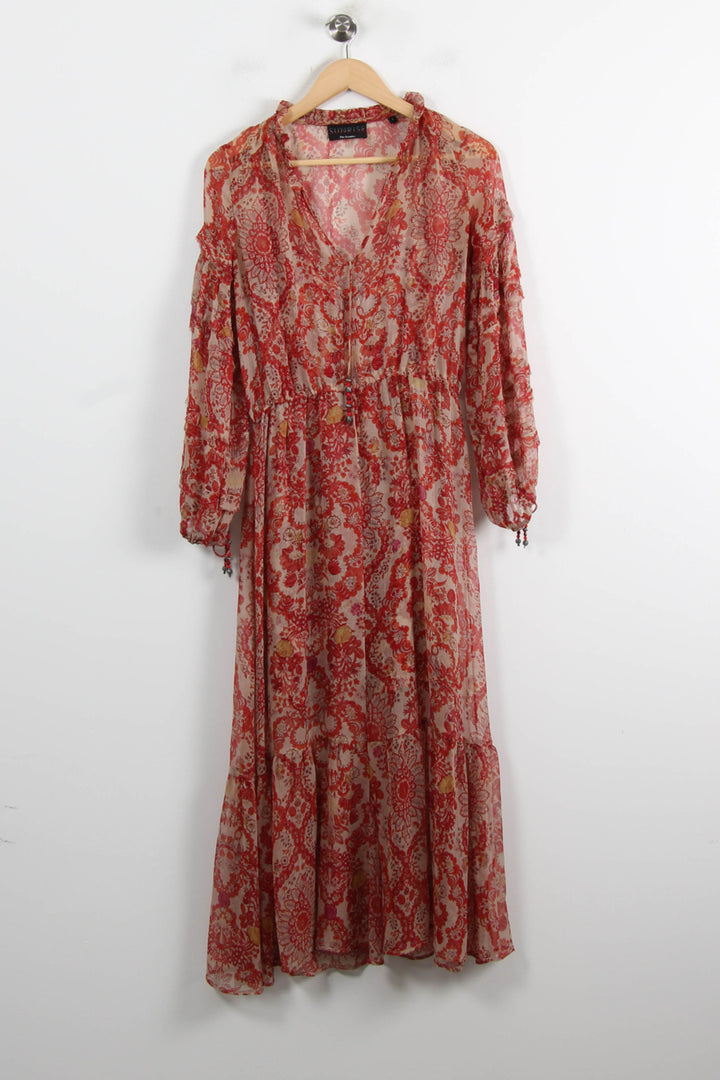 Robe Longue Rouge et Beige - Taille S/36 de la marque The Kooples | PARAD75843 - Vendu par Paradigme - Image 2