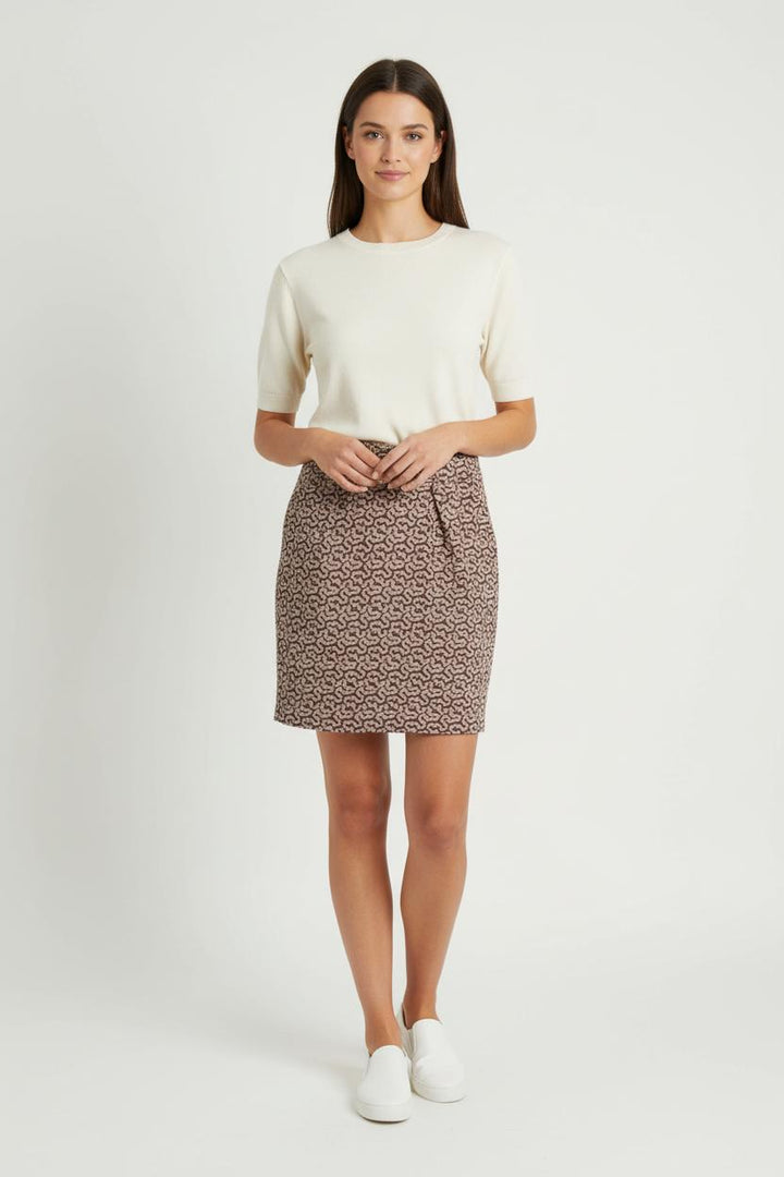 Jupe Courte Marron et Beige - Taille M/38 de la marque One Step | PARAD75851 - Vendu par Paradigme - Image 1