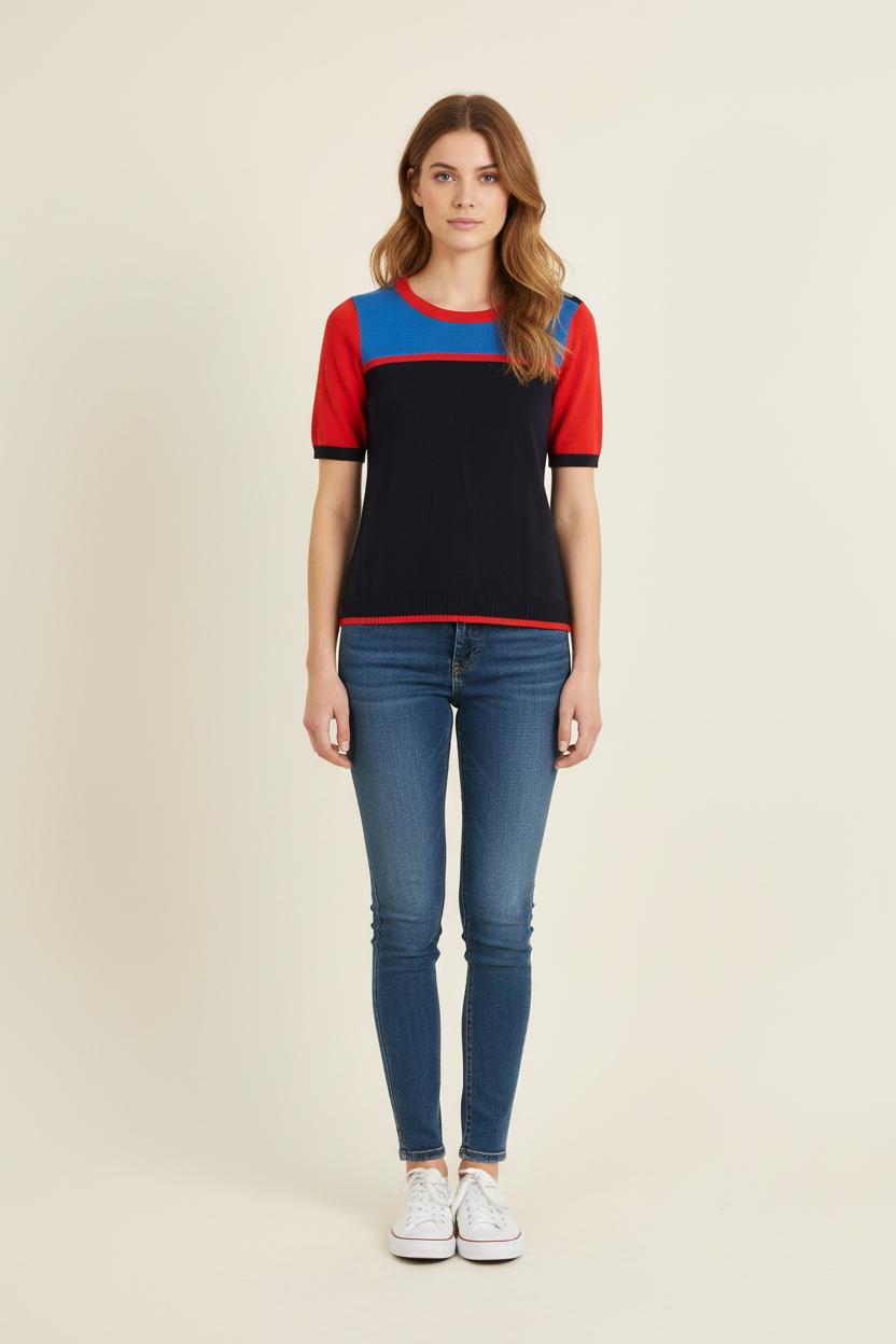 Pull Bleu et Rouge - Taille S/36 de la marque Maison 123 | PARAD75929 - Vendu par Paradigme - Image 1