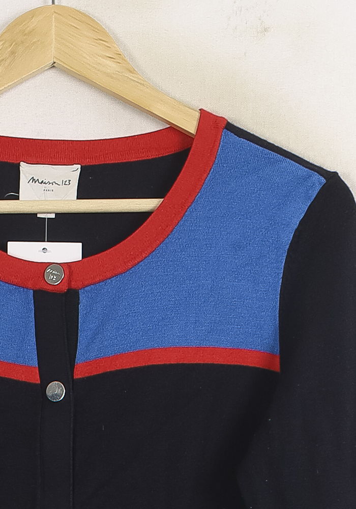 Cardigan Bleu et Rouge - Taille S/36 de la marque Maison 123 | PARAD75931 - Vendu par Paradigme - Image 3