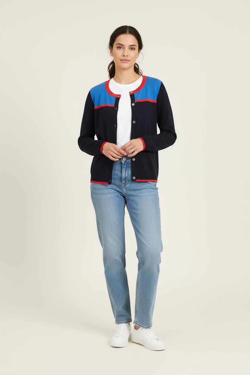 Cardigan Bleu et Rouge - Taille S/36 de la marque Maison 123 | PARAD75931 - Vendu par Paradigme - Image 1