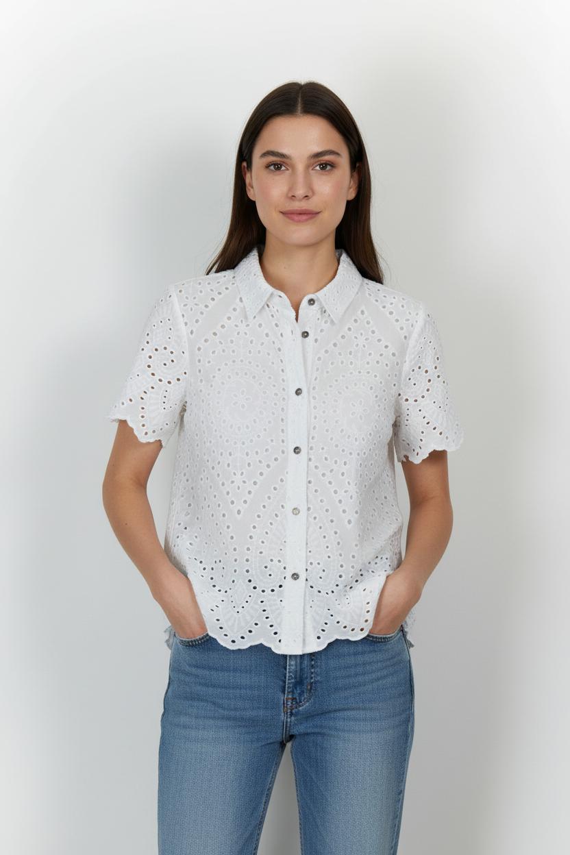 Chemisier Blanc - Taille L/40 de la marque La Fée Maraboutée | PARAD76017 - Vendu par Paradigme - Image 1