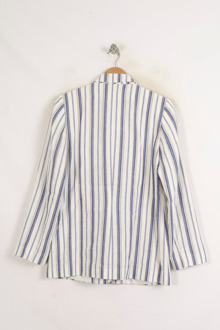 Blazer Rayé Blanc et Bleu - Taille M/38 de la marque La Fée Maraboutée | PARAD76021 - Vendu par Paradigme - Image 4
