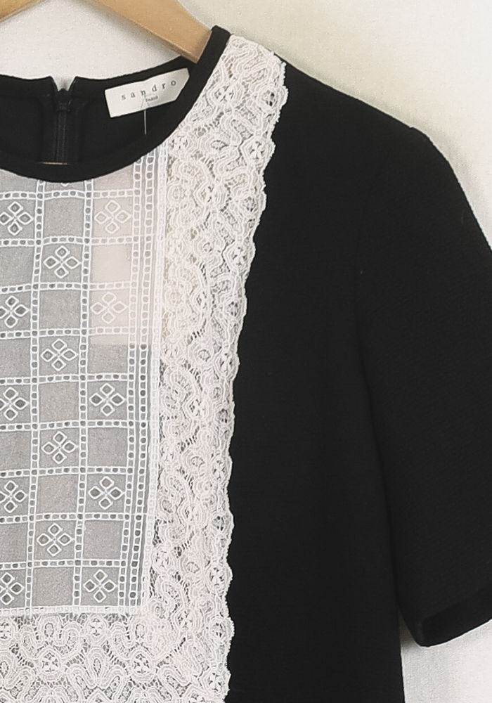 Robe Noire et Blanche - Taille M/38 de la marque Sandro | PARAD76025 - Vendu par Paradigme - Image 3