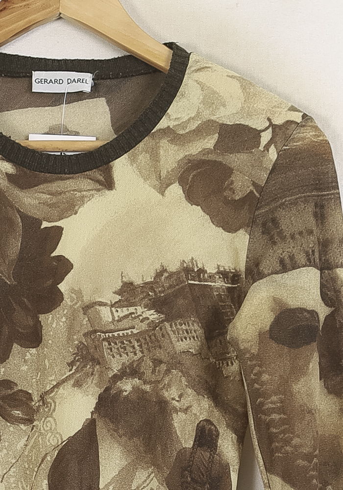 Tee-shirt Manches Longues Marron et Beige - Taille M/38 de la marque Gerard Darel | PARAD76026 - Vendu par Paradigme - Image 3