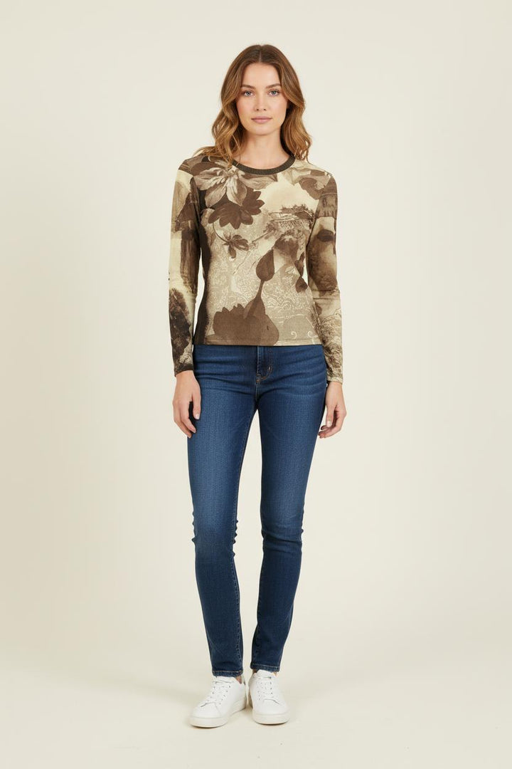 Tee-shirt Manches Longues Marron et Beige - Taille M/38 de la marque Gerard Darel | PARAD76026 - Vendu par Paradigme - Image 1