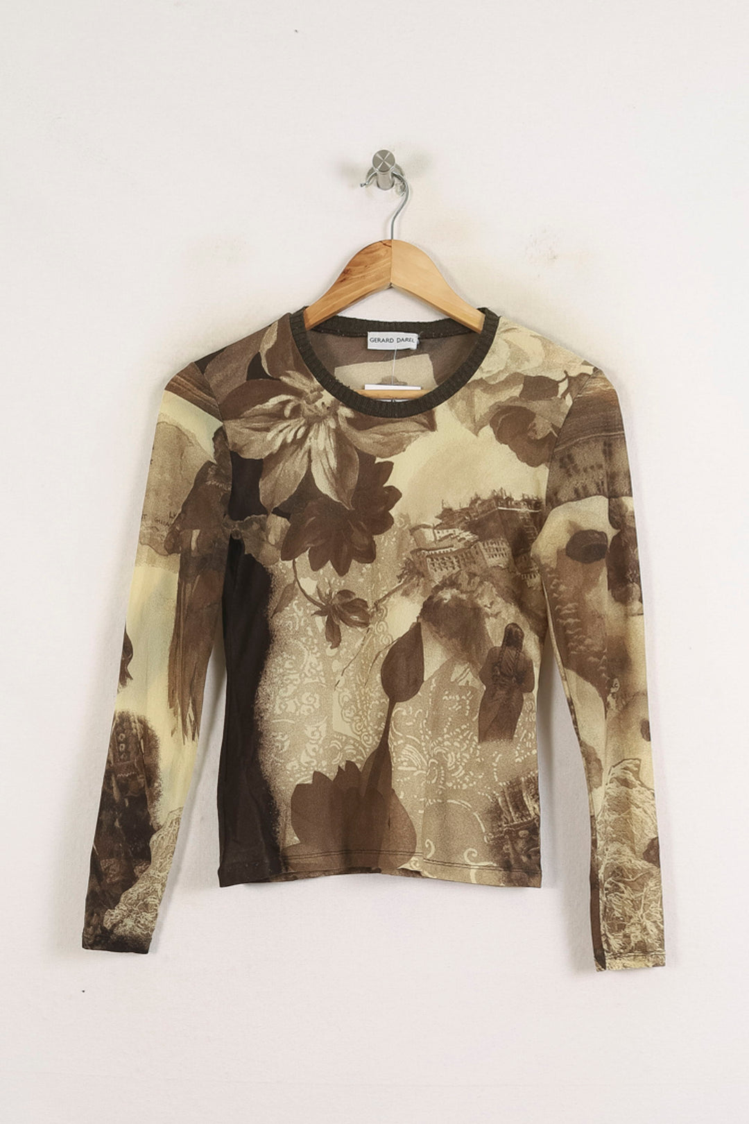 Tee-shirt Manches Longues Marron et Beige - Taille M/38 de la marque Gerard Darel | PARAD76026 - Vendu par Paradigme - Image 2