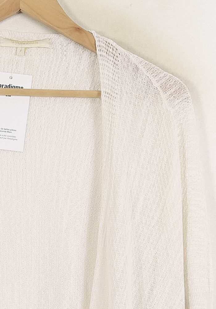 Cardigan Blanc - Taille S/36 de la marque La Fée Maraboutée | PARAD76046 - Vendu par Paradigme - Image 3