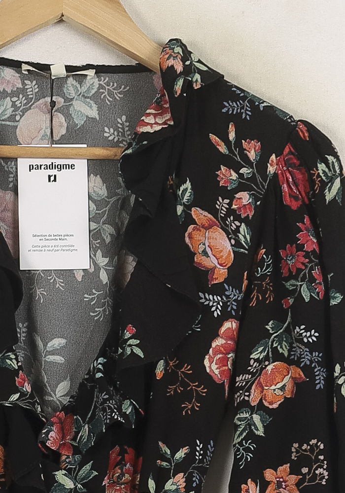 Robe Longue Noire et Fleurie - Taille S/36 de la marque Maje | PARAD76061 - Vendu par Paradigme - Image 3
