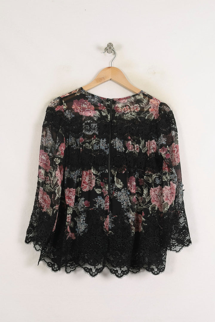 Blouse Noire et Fleurie - Taille M/38 de la marque The Kooples | PARAD76062 - Vendu par Paradigme - Image 4