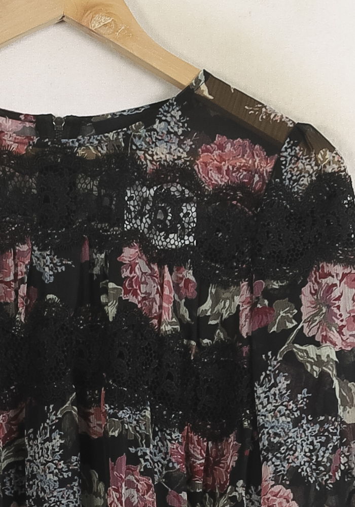 Blouse Noire et Fleurie - Taille M/38 de la marque The Kooples | PARAD76062 - Vendu par Paradigme - Image 3