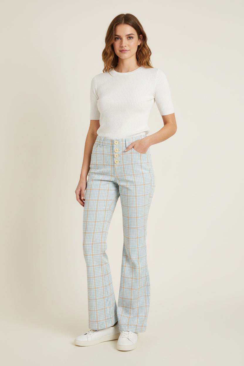 Pantalon Évasé Bleu et Beige - Taille S/36 de la marque Ines de la Fressange Paris | PARAD76076 - Vendu par Paradigme - Image 1