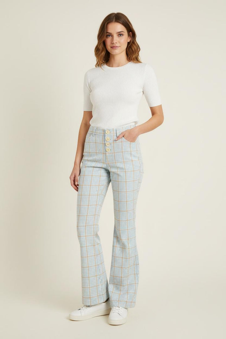 Pantalon Évasé Bleu et Beige - Taille S/36 de la marque Ines de la Fressange Paris | PARAD76076 - Vendu par Paradigme - Image 1