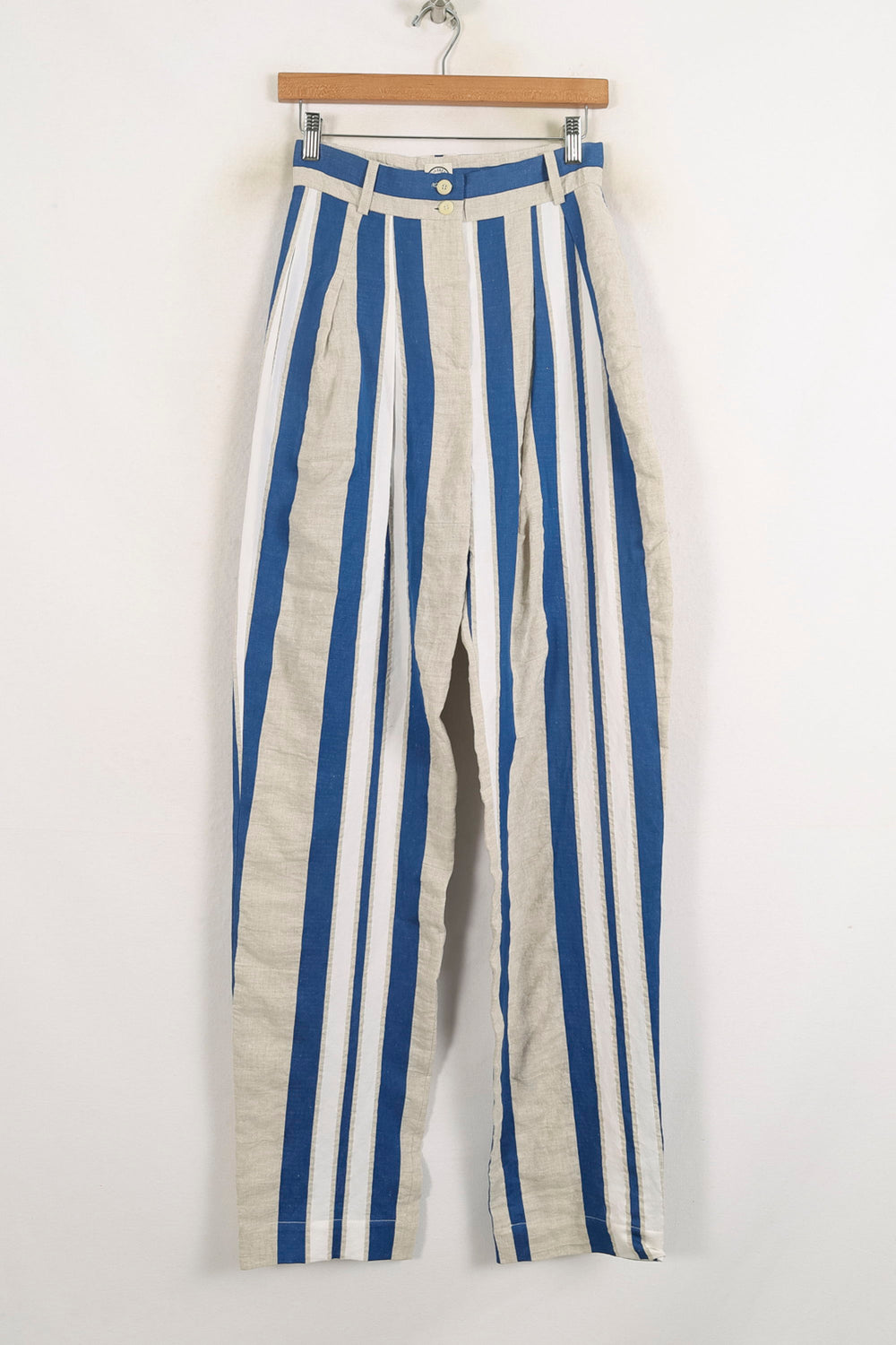 Pantalon Rayé Bleu Blanc et Beige - Taille S/36 de la marque Ines de la Fressange Paris | PARAD76080 - Vendu par Paradigme - Image 2