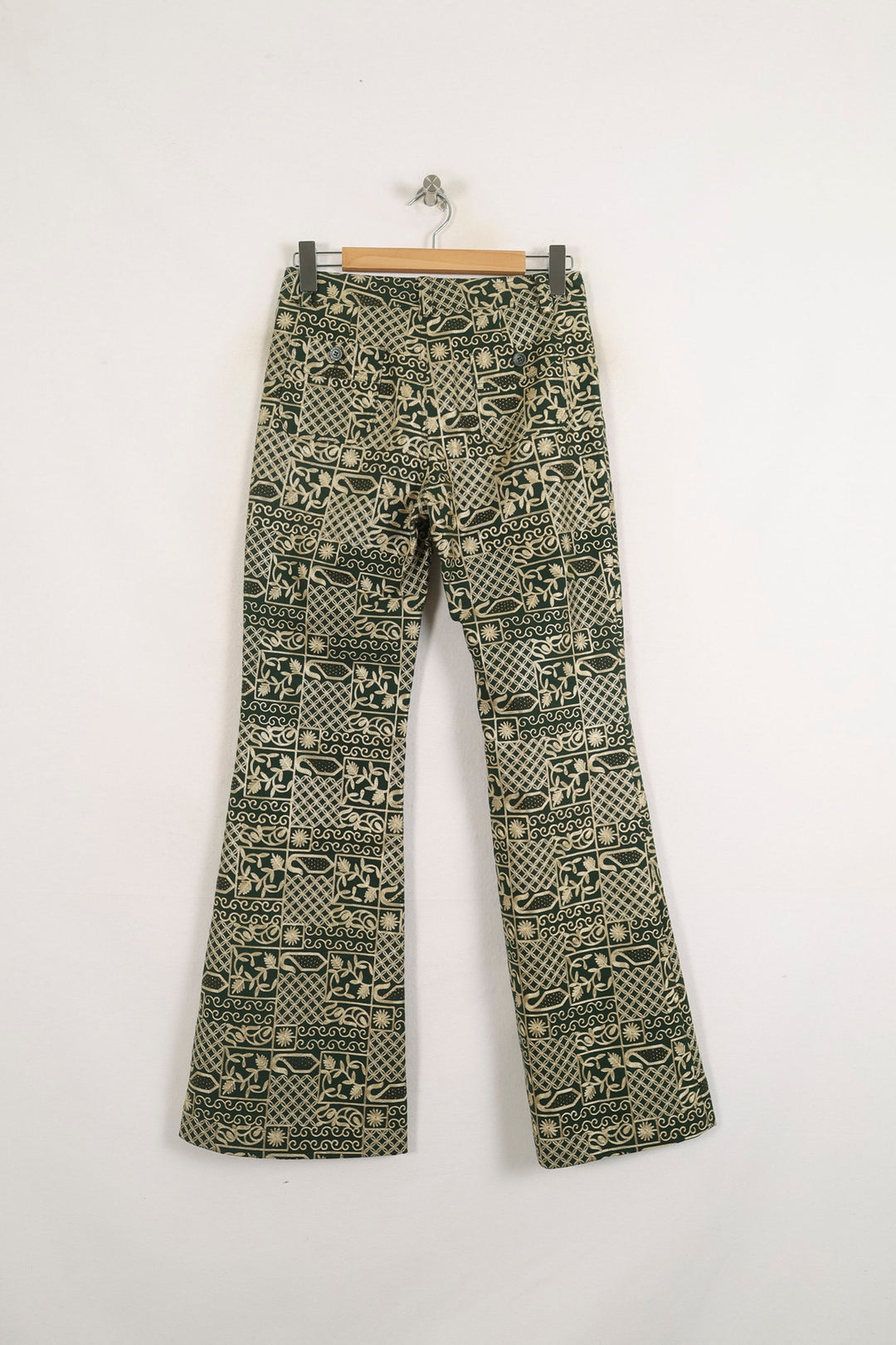 Pantalon Évasé Vert et Beige - Taille S/36 de la marque Ines de la Fressange Paris | PARAD76081 - Vendu par Paradigme - Image 4