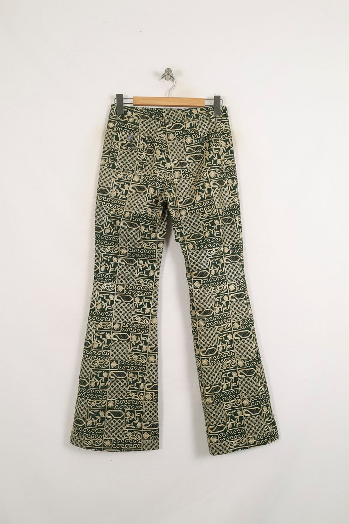 Pantalon Évasé Vert et Beige - Taille S/36 de la marque Ines de la Fressange Paris | PARAD76081 - Vendu par Paradigme - Image 4