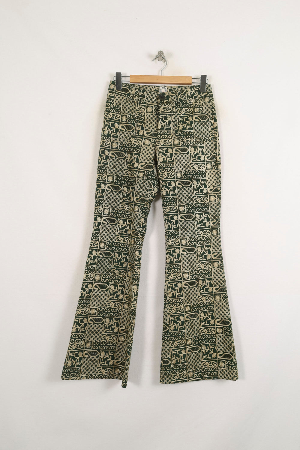 Pantalon Évasé Vert et Beige - Taille S/36 de la marque Ines de la Fressange Paris | PARAD76081 - Vendu par Paradigme - Image 2