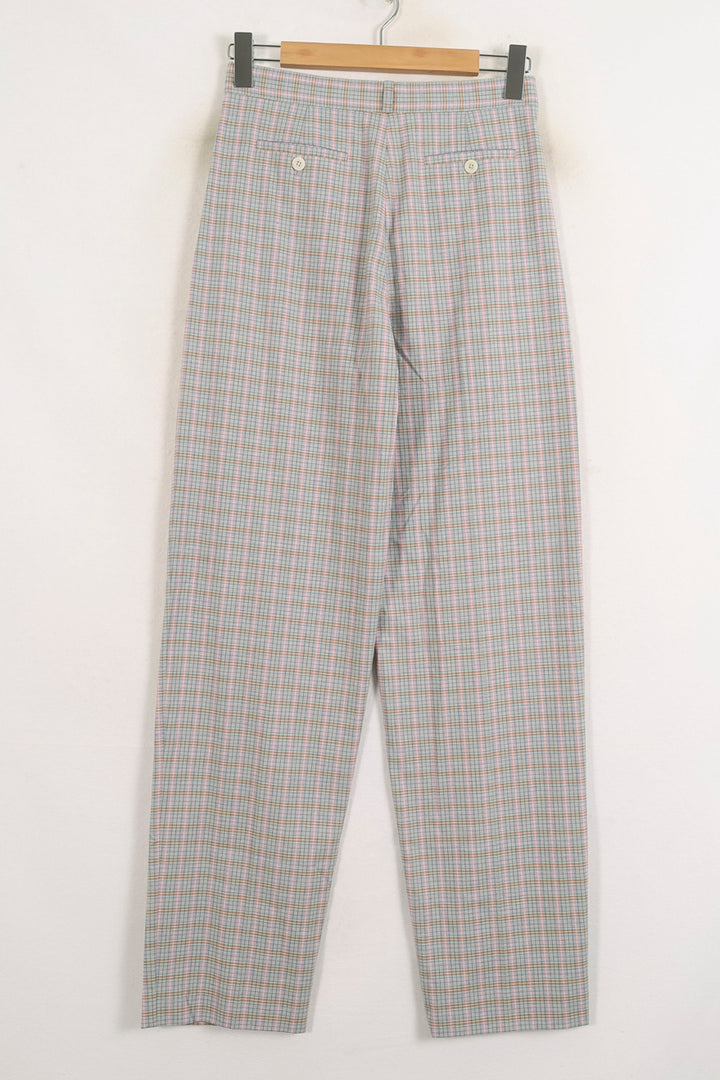 Pantalon Carreaux Gris et Bleu - Taille S/36 de la marque Ines de la Fressange Paris | PARAD76085 - Vendu par Paradigme - Image 4