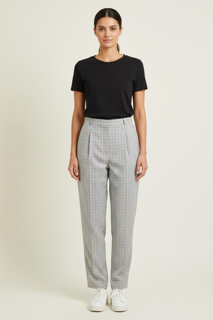 Pantalon Carreaux Gris et Bleu - Taille S/36 de la marque Ines de la Fressange Paris | PARAD76085 - Vendu par Paradigme - Image 1