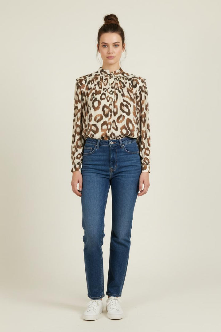 Blouse Léopard Beige et Marron - Taille XS/34 de la marque Imprevu | PARAD76088 - Vendu par Paradigme - Image 1