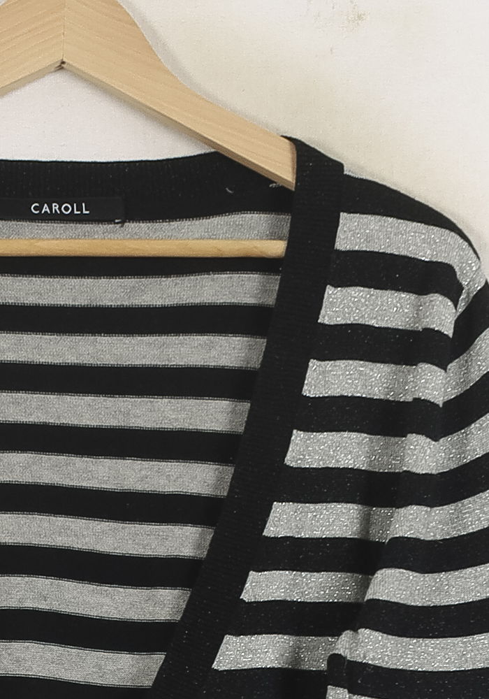 Pull Rayé Noir et Gris - Taille XL/42 de la marque Caroll | PARAD76094 - Vendu par Paradigme - Image 3