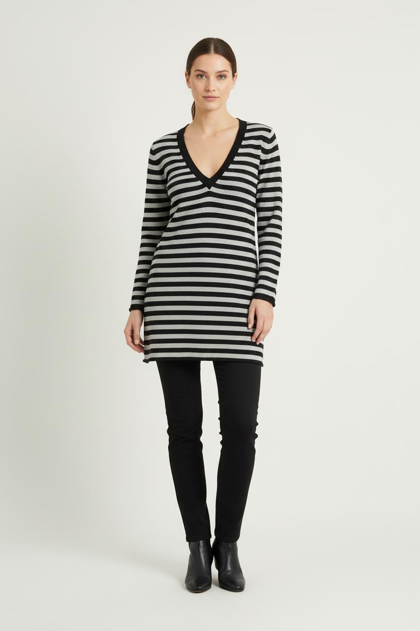 Pull Rayé Noir et Gris - Taille XL/42 de la marque Caroll | PARAD76094 - Vendu par Paradigme - Image 1