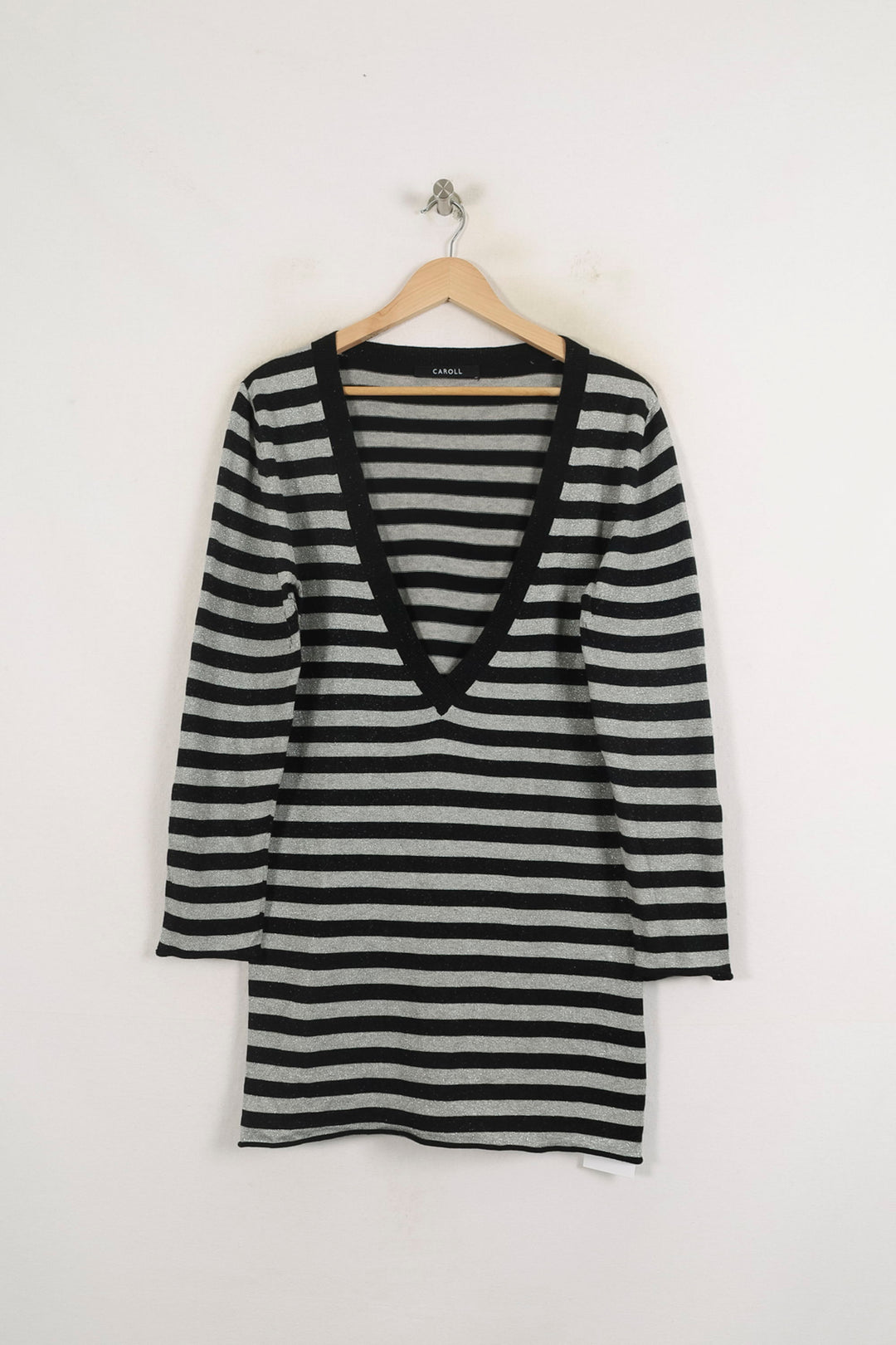 Pull Rayé Noir et Gris - Taille XL/42 de la marque Caroll | PARAD76094 - Vendu par Paradigme - Image 2