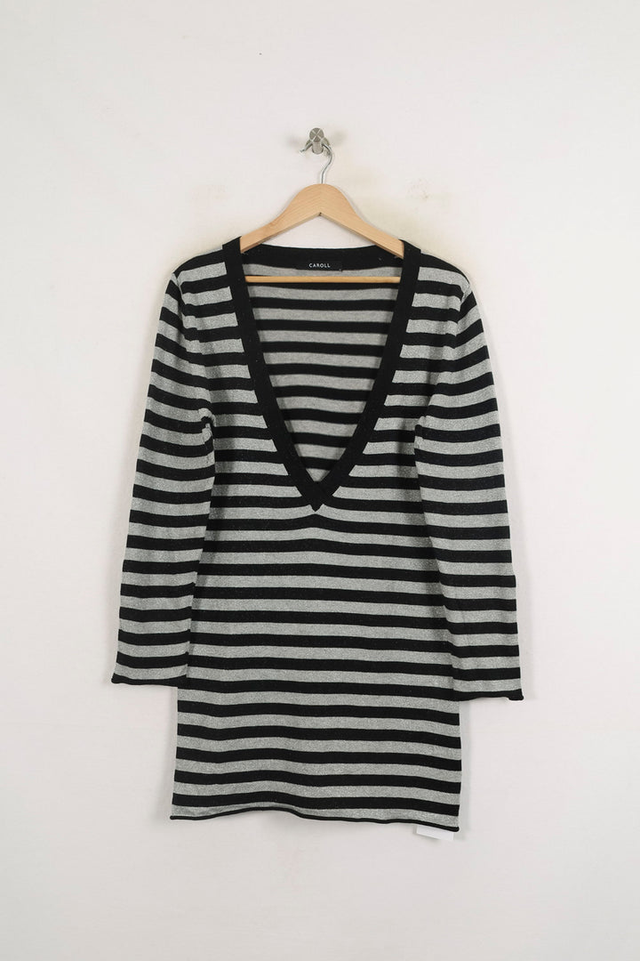 Pull Rayé Noir et Gris - Taille XL/42 de la marque Caroll | PARAD76094 - Vendu par Paradigme - Image 2