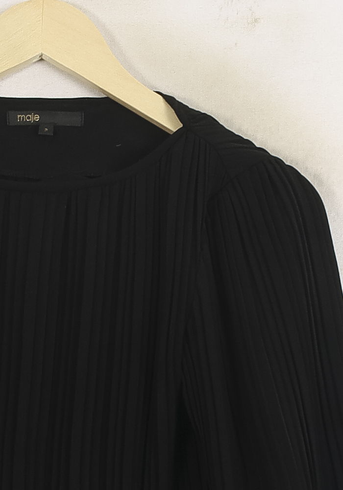 Robe Plissée Noire - Taille M/38 de la marque Maje | PARAD76106 - Vendu par Paradigme - Image 3