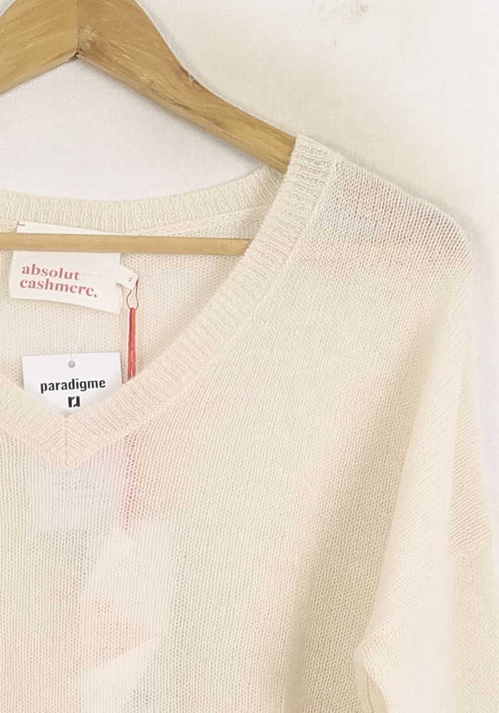 Pull Col V Blanc - Taille S/36 de la marque Absolut Cashmere | PARAD76117 - Vendu par Paradigme - Image 3