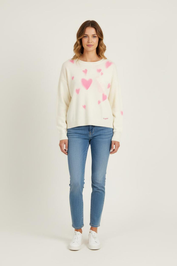 Pull Blanc et Rose - Taille S/36 de la marque Absolut Cashmere | PARAD76121 - Vendu par Paradigme - Image 1