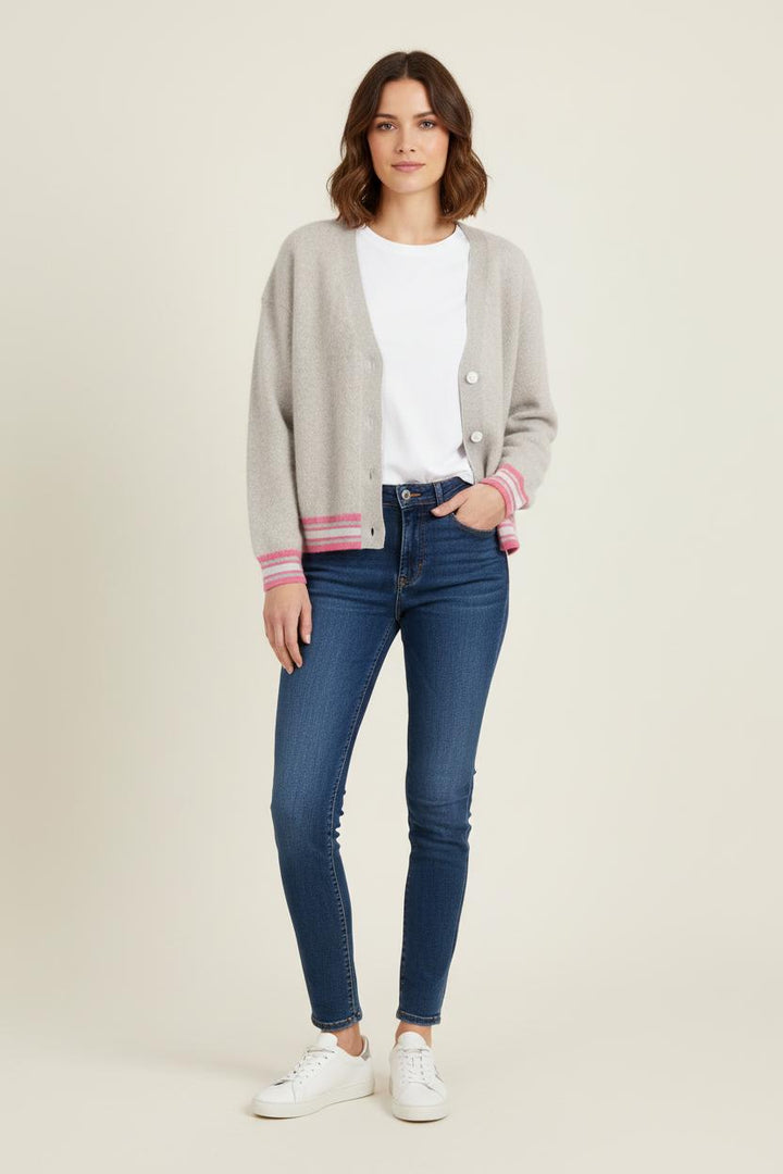 Cardigan Gris et Rose - Taille S/36 de la marque Absolut Cashmere | PARAD76125 - Vendu par Paradigme - Image 1