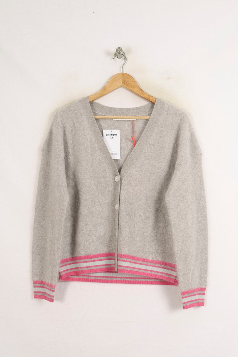 Cardigan Gris et Rose - Taille S/36 de la marque Absolut Cashmere | PARAD76125 - Vendu par Paradigme - Image 2