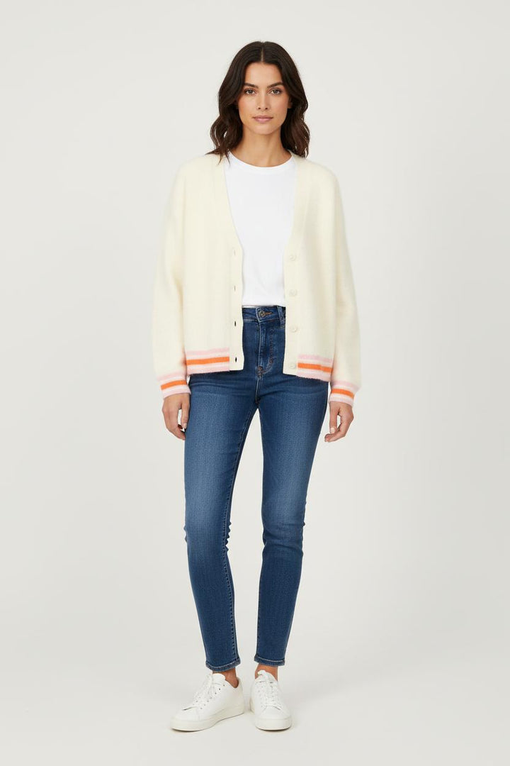 Cardigan Blanc et Orange - Taille S/36 de la marque Absolut Cashmere | PARAD76126 - Vendu par Paradigme - Image 1