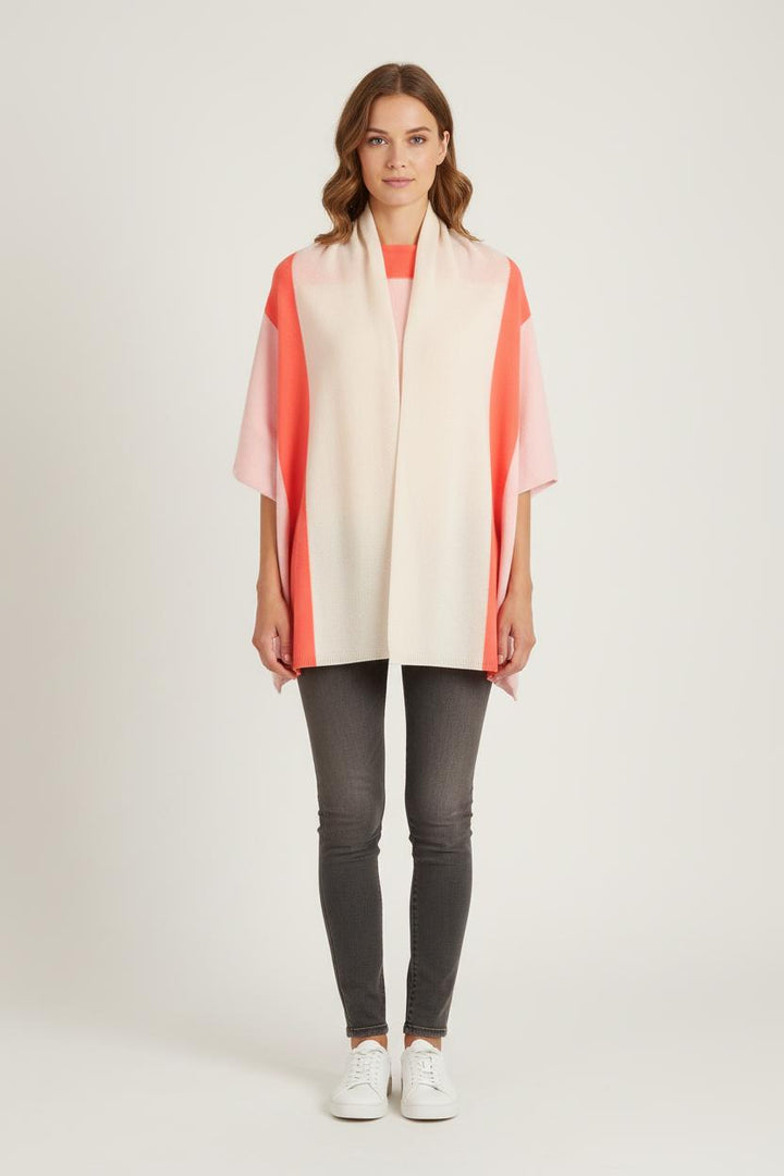 Poncho Écru Rose et Corail - Taille T.U. de la marque Absolut Cashmere | PARAD76128 - Vendu par Paradigme - Image 1
