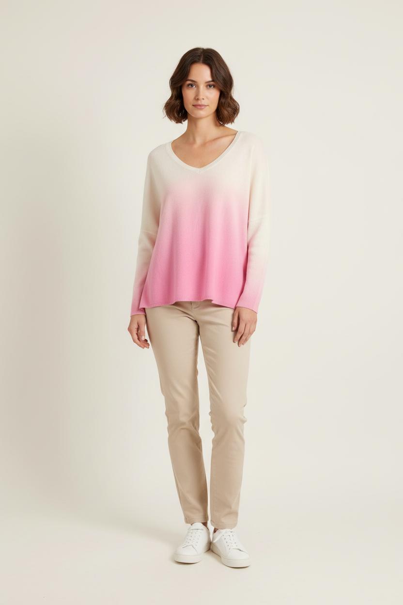 Pull Rose et Blanc - Taille S/36 de la marque Absolut Cashmere | PARAD76137 - Vendu par Paradigme - Image 1