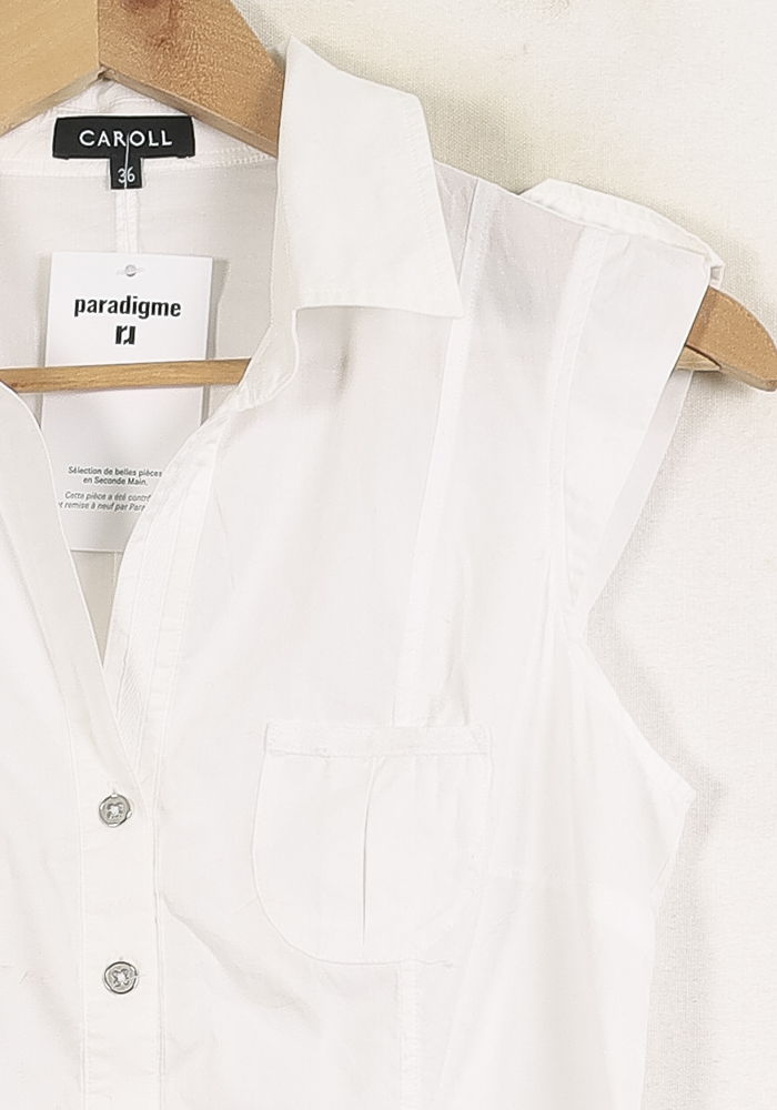 Chemise Sans Manches Blanche - Taille S/36 de la marque Caroll | PARAD76228 - Vendu par Paradigme - Image 3