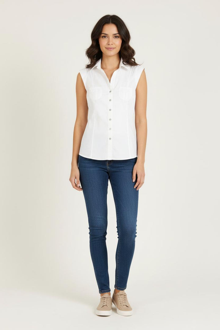 Chemise Sans Manches Blanche - Taille S/36 de la marque Caroll | PARAD76228 - Vendu par Paradigme - Image 1