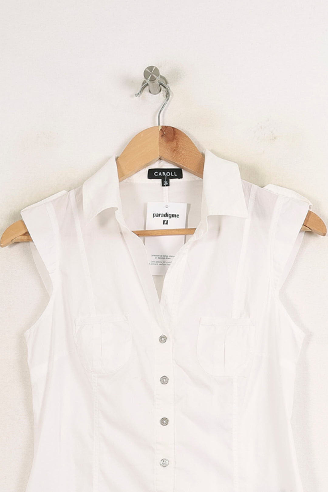 Chemise Sans Manches Blanche - Taille S/36 de la marque Caroll | PARAD76228 - Vendu par Paradigme - Image 2