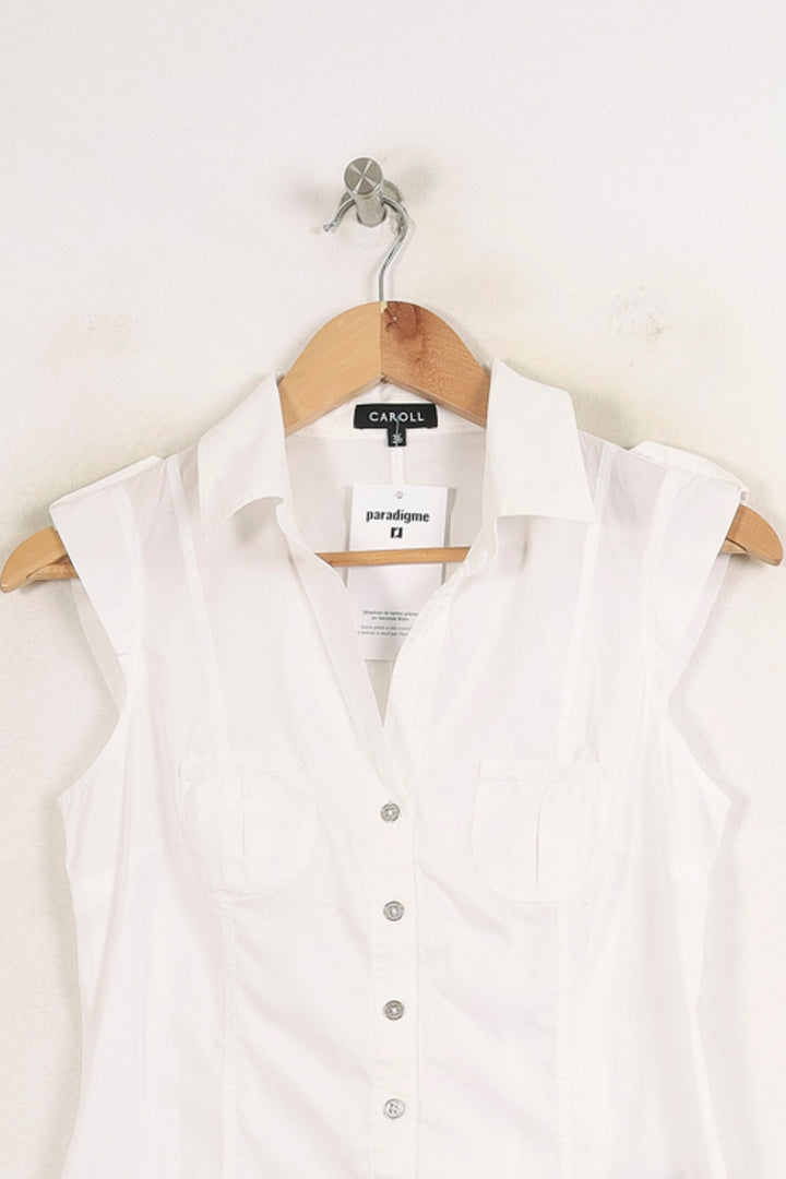Chemise Sans Manches Blanche - Taille S/36 de la marque Caroll | PARAD76228 - Vendu par Paradigme - Image 2