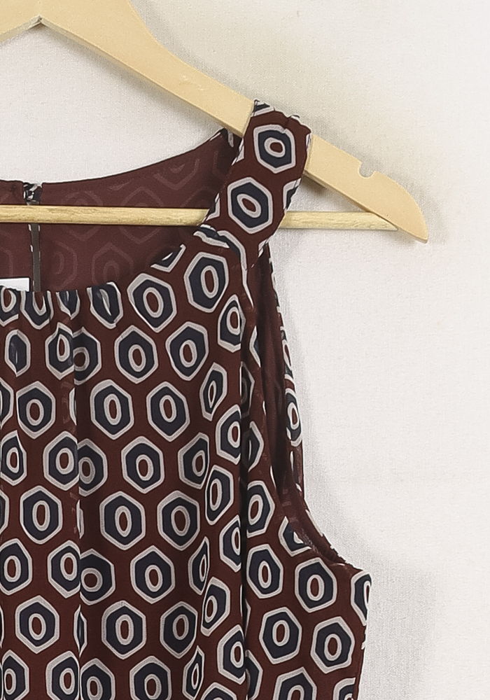 Robe Droite Bordeaux et Blanc - Taille XXXL/46 de la marque La Fée Maraboutée | PARAD76263 - Vendu par Paradigme - Image 3