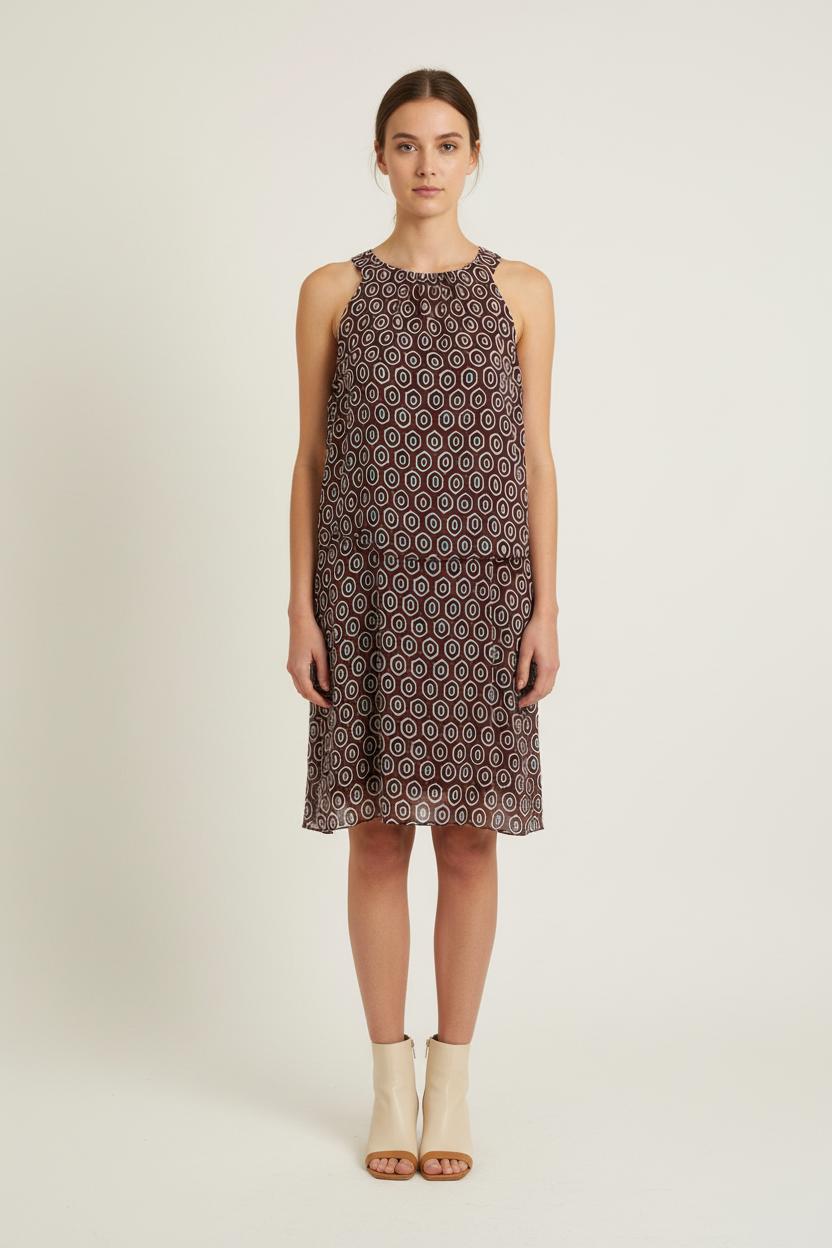 Robe Droite Bordeaux et Blanc - Taille XXXL/46 de la marque La Fée Maraboutée | PARAD76263 - Vendu par Paradigme - Image 1