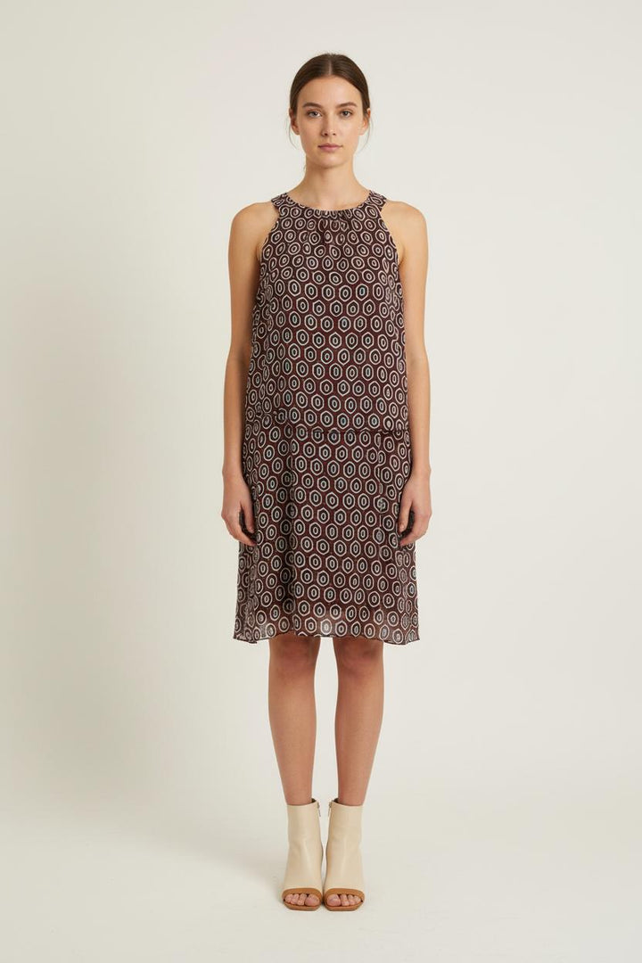 Robe Droite Bordeaux et Blanc - Taille XXXL/46 de la marque La Fée Maraboutée | PARAD76263 - Vendu par Paradigme - Image 1