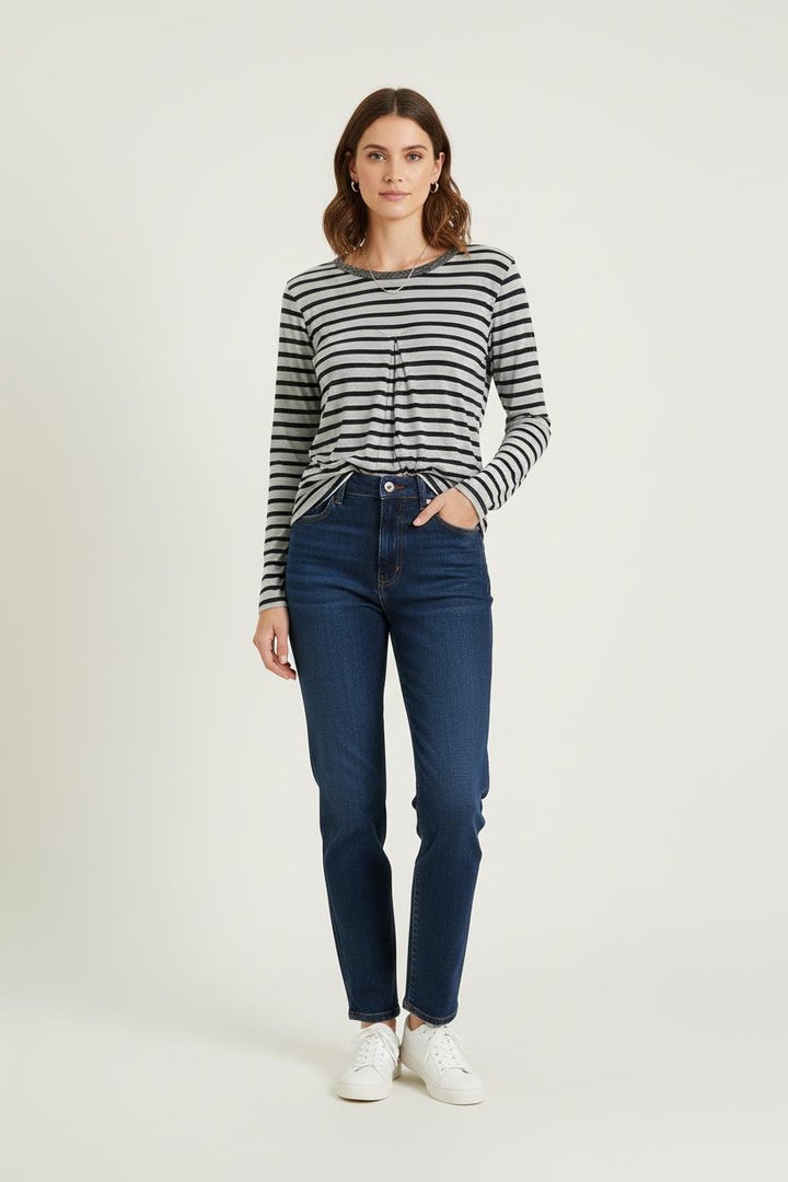 Pull Rayé Gris et Noir - Taille XL/42 de la marque IKKS | PARAD76265 - Vendu par Paradigme - Image 1