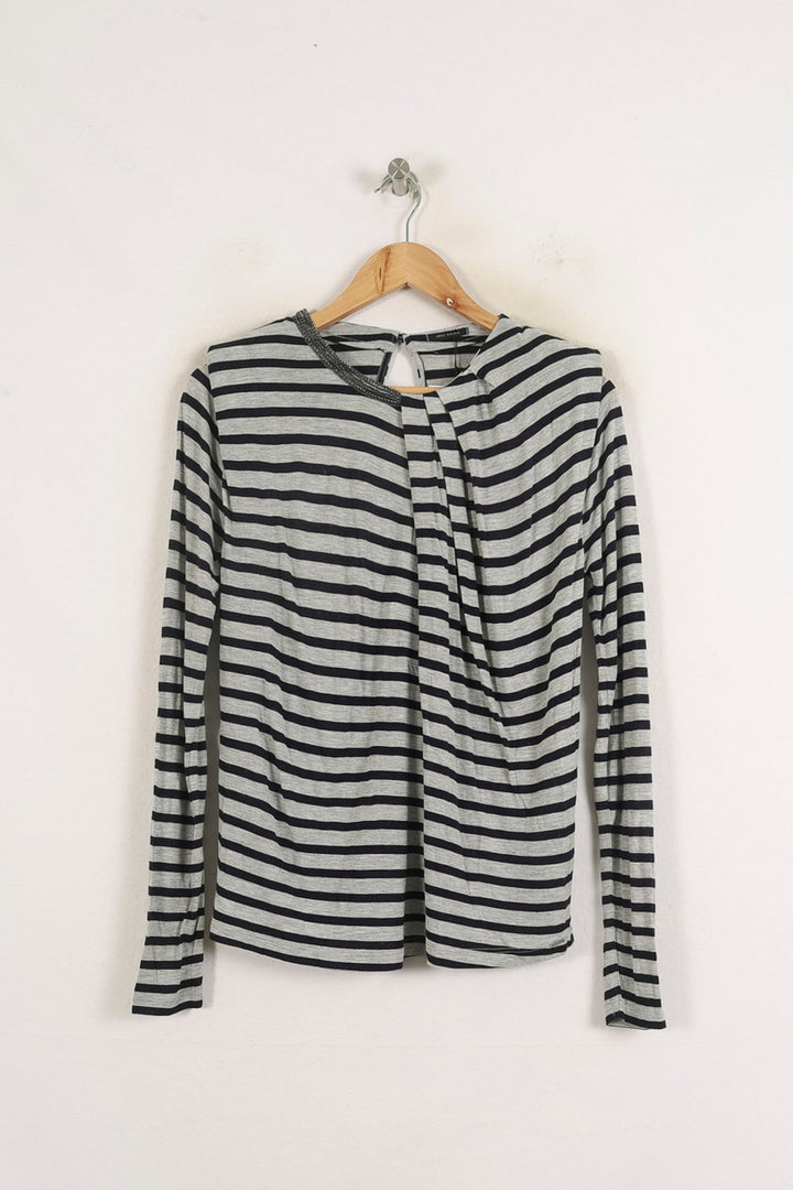 Pull Rayé Gris et Noir - Taille XL/42 de la marque IKKS | PARAD76265 - Vendu par Paradigme - Image 2