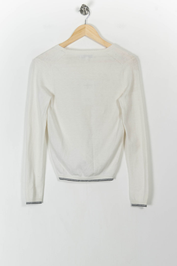 Cardigan Blanc et Noir - Taille XS/34 de la marque Ines de la Fressange Paris | PARAD76267 - Vendu par Paradigme - Image 4