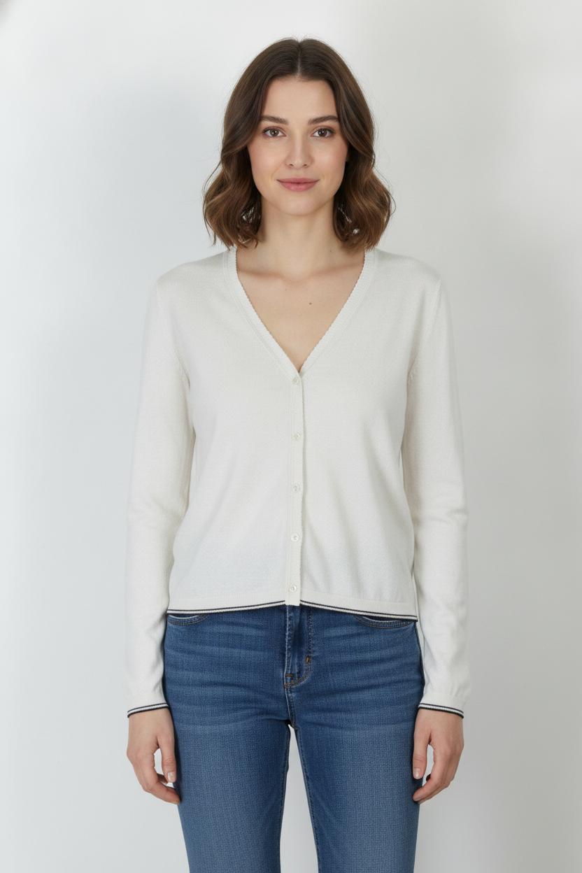 Cardigan Blanc et Noir - Taille XS/34 de la marque Ines de la Fressange Paris | PARAD76267 - Vendu par Paradigme - Image 1